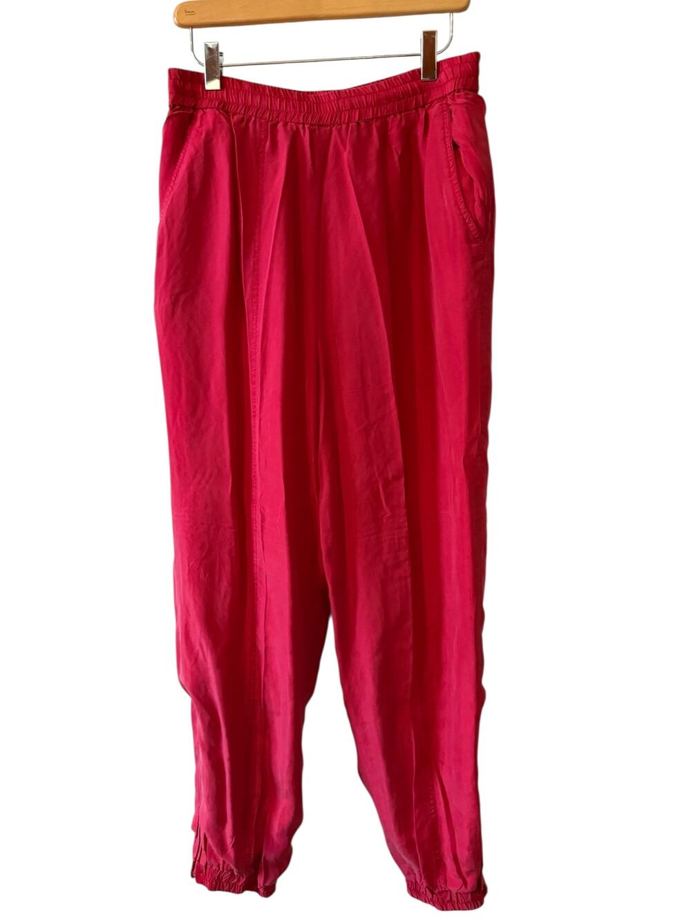 Vintage 80s Silk Jogger Tennis Warm Up Pants Raspberry M
